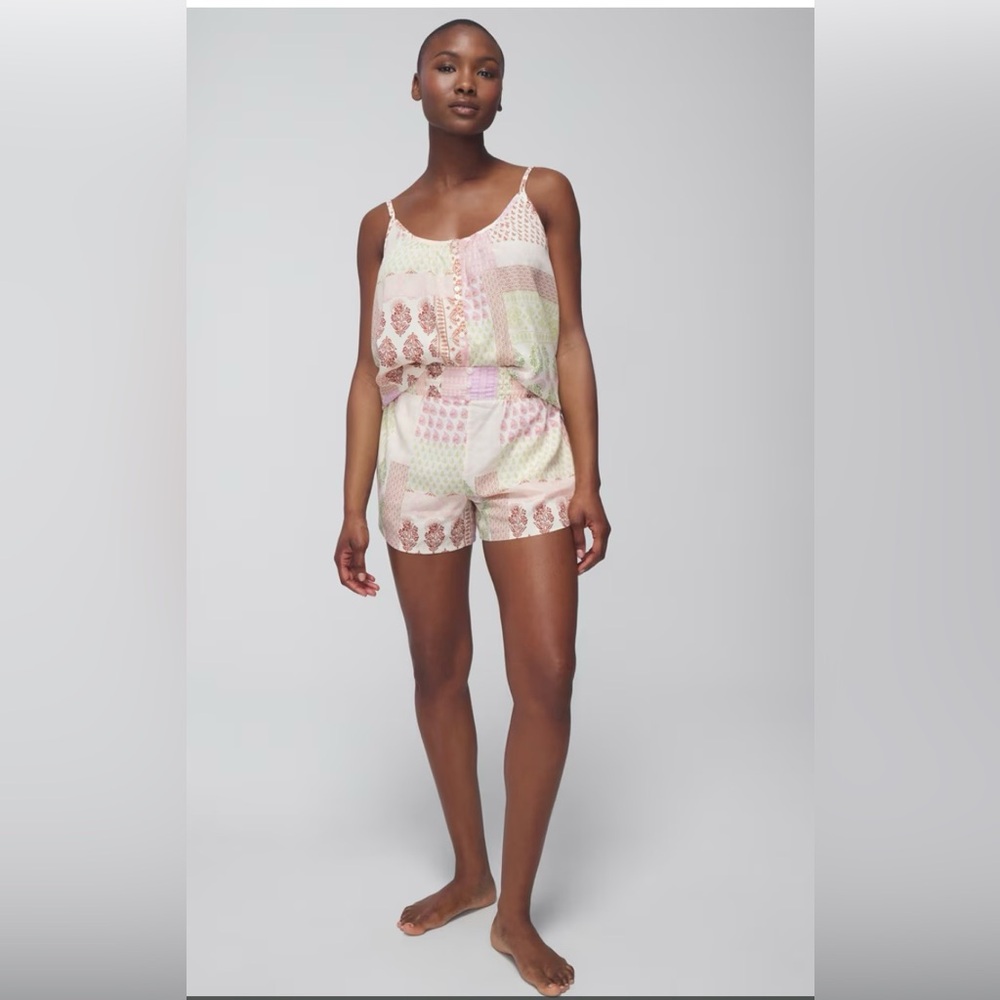Women’s Soma Rayon 2 piece Cami-Shorts Patchwork Pajama NWT XXL